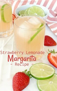 strawberry lemonade margarita recipe with limes and strawberries