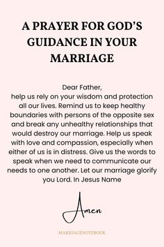 a prayer for god's guidance in your marriage