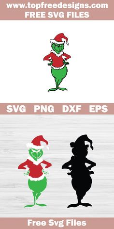 two christmas svg files, one with santa and the other with an elf hat