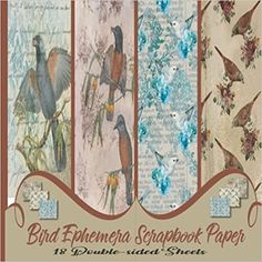 the bird embellishment scrapbook paper is shown in three different colors and designs