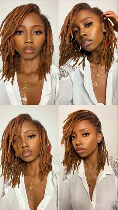 Chestnut Locs Black Women, 3 Year Loc Journey, Locs Hair Color Ideas For Black Women, Cooper Locs, Dark Brown Locs Black Women, Loc Cuts For Women, Locs With Color Black Women, Locs Formal Hairstyles, Layered Locs Hairstyles