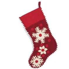 Hand Felted Wool Christmas Stocking - Snowflakes on Red - Arcadia Home Christmas Quotes Jesus, Icon Christmas, Christmas Stocking Holders, Stocking Tree, Snowflake Design, Stocking Holders, Hand Applique, Red Felt, Hand Felted