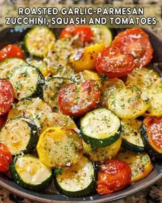 roasted garlic - parmesan zucchini, squash and tomatoes