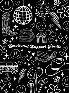 black and white doodles with the words international support fundle written in front of them