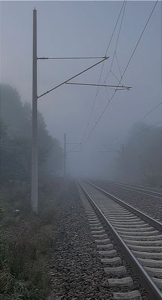 the train tracks are foggy and there is no image on it