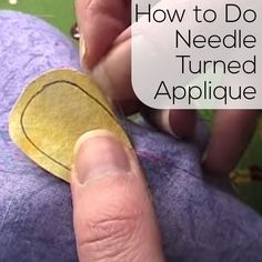 someone is making a needled applique on a purple stuffed animal with the words how to do needled turned applique