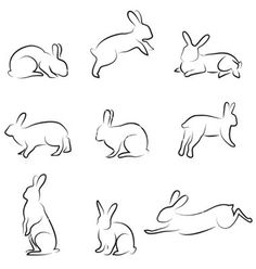 the silhouettes of rabbits on a white background stock photo, images and royalty illustrations