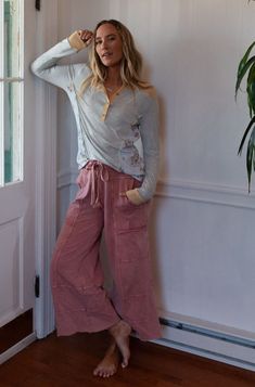 Lucky One Wide Leg Pant - Mauve Casual Boho Outfits, Cropped Denim Pants, Boho Outfit, Boho Clothes, Padded Bralette, The Lucky One, Exposed Seams, Cargo Style, Stripe Top