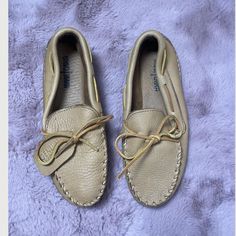 Such A Comfortable Pair Of Moccasins, Brand New, Only Tried On! Womens 8.5 Mer Dp Y35 Comfortable Beige Moccasins With Round Toe, Comfortable Beige Round Toe Moccasins, Beige Slip-on Moccasins With Round Toe, Beige Slip-on Casual Moccasins, Casual Beige Moccasins With Leather Footbed, Casual Beige Slip-on Moccasins, Beige Moccasins With Stitched Sole And Round Toe, Vintage Slip-on Moccasins For Fall, Casual Moccasins With Soft Sole And Closed Toe