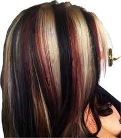 ￼ ￼ This is kind of what I want, however red for the roots (ghost roots) then like 2cm of black (similar to the picture above) then red black and another colour for the ends. ￼ ￼ This is how I would want my roots to look ￼ I want my extensions to be underneath the red and the black on top. I also want the extensions to be red black and blond. That way when I tie my hair up it creates some dimension to the style I have for my hair and it’s not just the style you see when my hair is down, kind of like a two in one ￼ Lol the vision?? I tried to draw what is in my brain. The red and black gradient/fox style is on the outside of my head and underneath are my extensions with the red black and blonde.. ￼ side view where you can’t see my extensions just the gradient/fox style on top ￼ t Pinwheel Hair Color, Red Blonde, Hair Stylies, Hair Color Highlights, Hair Color And Cut