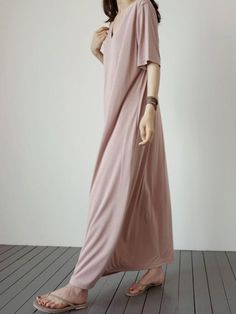 Sku CY-!29404 Material >70%Cotton Style Loose , Plus Size Occasion Casual , Vacation , Simple Seasons Summer Type Maxi Dresses Color PINK,GRAY Size S,M,L,XL Size chart: Please consult the size chart we provide for this item's measurements to help you decide which size to buy. Please note: There may be 1-3cm differ due to manual measurement. INCH Bust Shoulder Length S 34.65 13.39 49.61 M 36.22 13.78 50.39 L 37.80 14.17 50.79 XL 39.37 14.57 51.18 Pink Non-stretch Dresses, Non-stretch Pink Dresses, Casual Long Sleeve Pink Maxi Dress, Pink V-neck Solid Color Dress, Plain Pink Summer Dress, Pink Stretch Dress Solid Color, Spring Pink Solid Color Dress, Pink Stretch Dress With Solid Color, Pink Solid Color Maxi Dress For Summer