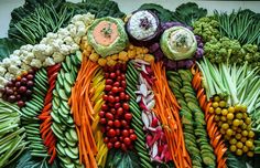 an array of vegetables laid out on a table