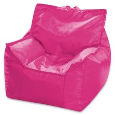 a purple bean bag chair sitting on top of a white floor