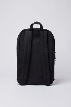 This practical backpack from Ground series is produced from an organic cotton (65%) and recycled polyester (35%) mix with smooth leather details. The bag features a 15" laptop pocket, one outer zipper pocket and can carry up to 12 L. Functional and with a minimal yet stylish approach to design, this backpack is a perfect everyday companion, wherever you go. - Capacity 12 L - Main compartment: W 28 × H 36 × D 17 cm - Laptop pocket: W 26 x H 29 x D 2 cm - Inner slip pocket - Inner zipper pocket - Everyday Laptop Bag With Pockets In Standard Backpack Style, Commuting Backpack With Pockets, Streetwear Backpack With Pockets, Black Cotton Backpack With Pockets, Modern Commuting Backpack With Pockets, Cotton Backpack With Zipper Closure, Urban Everyday Standard Backpack, Casual Commuting Backpack With Zipper Pocket, Casual Backpack With Zipper Pocket For Commuting