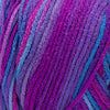 the yarn is multicolored and has blue, purple, and pink stripes on it