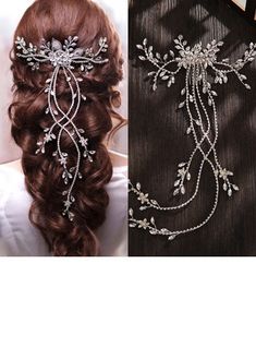 a woman wearing a bridal hair comb