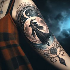 Wiccan Tattoos, Wicked Tattoos, Witch Tattoo, Wiccan Magic, Floral Tattoo Sleeve, Instagram Icon, Moon Witch