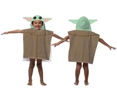 two children wearing costumes made to look like baby yoda