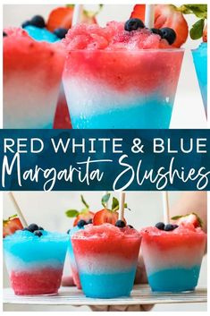 red, white and blue margarita slushies