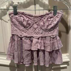 New With Tags-Feminine Lace Bustier With Ruffle-Slight Crop Lace Bustier, Free People Tops, Color Purple, Dream Closet, Free People, Womens Tops, Crop Tops, Tags, Purple