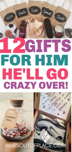 gifts for him that'll go crazy over with the text, 12 gifts for him he'll go crazy over