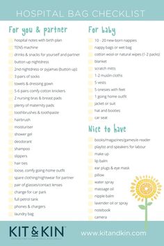 Printable hospital bag checklist My Hospital Bag, Tens Machine