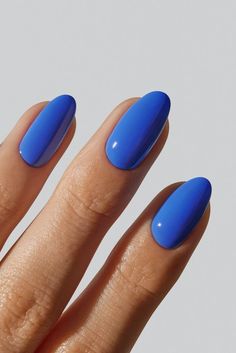 Single Colour Nails, Blue Nails For Summer, Portugal Nails, Bright Blue Nails, Subtle Energy, Aura Blue, Blue Gel Nails, Gel Nail Polish Set