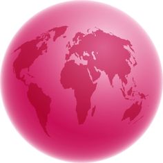 a pink ball with the map of the world on it's center and sides