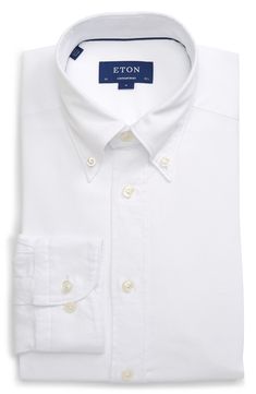 Finely textured cotton elevates a smart dress shirt featuring a sharp button-down collar and rounded, adjustable button cuffs. Shirts from the Eton Soft Casual line are shaped from garment-washed fabrics for comfort and can be worn tucked or untucked for added versatility. Style Name:Eton Soft Casual Line Contemporary Fit Oxford Casual Shirt. Style Number: 6023313. Classic Summer Shirt With Back Button Closure, Cotton Button-up Dress Shirt With Placket, Classic Summer Dress Shirt With Placket, Semi-formal Cotton Shirt With Buttons, Classic Summer Dress Shirt, Classic Dress Shirt With Buttons For Spring, Business Cotton Dress Shirt With Button Closure, Classic Dress Shirt For Spring, Business Cotton Dress Shirt With Placket