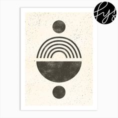 a black and white poster with an image of two circles in the shape of a sun