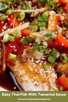 Try this easy Thai fish with tamarind sauce for your next weeknight family dinner. The fish fillets are lightly pan-fried until golden and then coated in a vibrant tamarind sauce that’s sweet, sour, and perfectly delightful. Chopped peanuts, sesame seeds, and basil add an extra flavor and aroma to this irresistible dish. Easy to prepare and perfect for busy moms, this recipe makes for a quick weeknight meal or an impressive dinner for guests. Thai Fish Recipe, Dinner For Guests, Thai Fish, Impressive Dinner, Eggplant Curry, Tamarind Sauce, Fish Fillets, Sour Soup