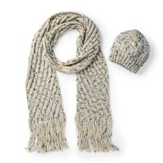 a scarf, hat and scarf on a white background