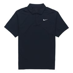 Blue Short Sleeve Polo Shirt For Work, Blue Short Sleeve Polo Shirt For Workwear, Classic Navy Polo Shirt With Johnny Collar, Blue Polo Shirt For Golf, Navy Polo Shirt For Workwear, Navy Collared Polo Shirt For Workwear, Nike Classic Collared Tops, Classic Nike Collared Tops, Blue Collared Polo Shirt For Golf