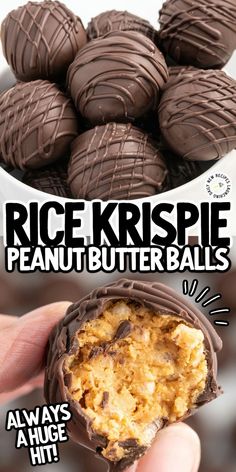 Peanut Butter Balls with Rice Krispies Crunchy Peanut Butter Balls, Peanut Butter Rice Krispie Balls, Peanut Butter Bon Bons, Peanut Butter Rice Crispy Treats, Peanut Butter Rice Crispies, Chocolate Cheesecake Bites, Peanut Butter Rice Krispies, Winter Snack, Peanut Butter Balls Recipe