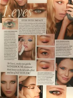 a magazine page with pictures of women's eyes and the words love is written on it