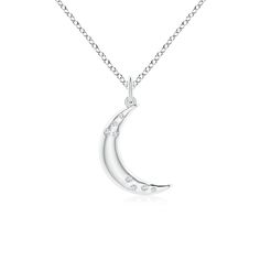 This crescent moon pendant reminds of a dreamy nightscape. It is crafted in 14k white gold and punctuated with scattered flush-set diamonds that sparkle like celestial stars. Silver Crescent Diamond Necklace, Silver Crescent Necklace With Diamond Accents, Silver Moon Necklace With Diamond Accents, Celestial Stars, Flush Set Diamond, Crescent Moon Pendant, Jewelry Appraisal, Moon Pendant, Jewelry Party