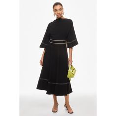 Crepe (100% Polyester). Cocktail Dresses. Crew Neck. 3/4 Sleeve. Back zipper closure. Shoulder to hemline length: 48.5". Imported. Rent The Runway, Cocktail Dresses, Cocktail Dress, Midi Dress, Crew Neck, Zipper, Dresses, Black