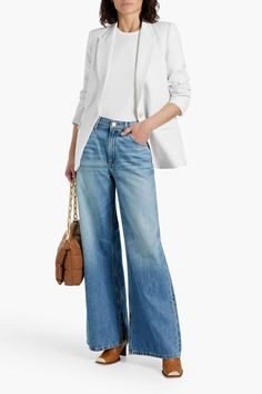 Jeans For Woman, High Rise Wide Leg Jeans, Denim Belt, Lapel Blazer, Corduroy Blazer, Nili Lotan, Tailored Blazer, Faded Denim