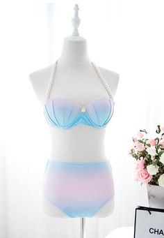 Gradient Mermaid Shells Swimwear Bikini sold by Harajuku fashion on Storenvy Pink Mermaid Swimwear For Beach Season, Pink Mermaid Beach Swimwear, Pink Mermaid Swimwear For The Beach, Pastel Mermaid, Shell Mermaid, Mermaid Swimsuit, Suit For Women, Trendy Swimwear, Swimming Suit