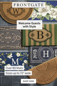 welcome guests with style over 80 mats sizes up to 7'2 wide