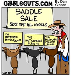 a cartoon depicting the sale of saddles