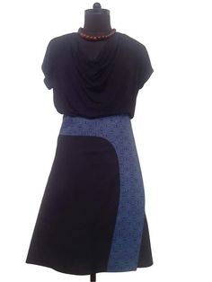 New Kiki wrap skirt in black and blue. Wrap Skirt, High Neck Dress