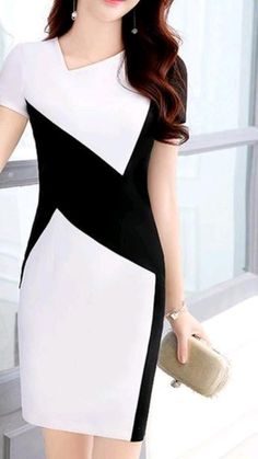 Color Block Bodycon Dress, Gaun Fashion, Afrikaanse Mode, Bodycon Dress Online, Cheap Dresses Online, Dress Stores Online, Black And White Dress, Fashion Color, Dress Silhouette