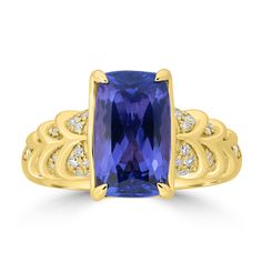 J35835 Tanzanite Rings, Gia Certificate, Tanzanite Ring, Tanzanite Gemstone, 18k Yellow Gold Ring, Touch Of Class, Ring Style, Diamond Set, Yellow Gold Ring