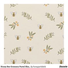 an image of bees and leaves on a white wallpaper background with text that reads honey bee greenery panel ahh by honey