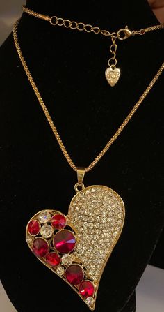 "We found this BG signed rhinestones heart pendant at a Estate sale. This is a beautiful statement piece especially for a Valentine's Day statement piece.  This is a 30\" chain Please check back as we are always adding new pieces to our collection. Vintage and antique items are not mint nor are they perfect. Sold as is and as found (used and vintage)" Red Bank, Dragon Ring, Owl Necklace, Vintage Owl, Valentines Necklace, Rhinestone Heart, Green Gemstones, Antique Items, Unique Rings