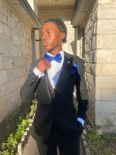 Tux ,suite , royal blue , formal , prom , classic , black tux Blue Prom Tux, Royal Blue And Black Suit, Navy Blue Prom Suits, Royal Blue Prom Suits, Blue Prom Tuxedo, Prom Tuxedo Ideas, Royal Blue Tux