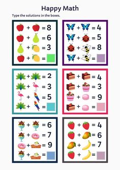 the worksheet for addition and subtraction in spanish is shown with numbers, fruits