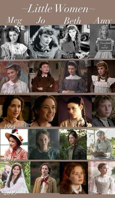 many different pictures of women in dresses and hats with the words little women on them