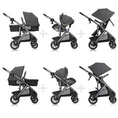 six different views of the baby stroller